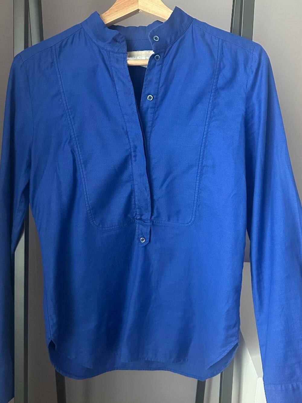 Vanessa Bruno Indigo Cotton Button Down Blouse